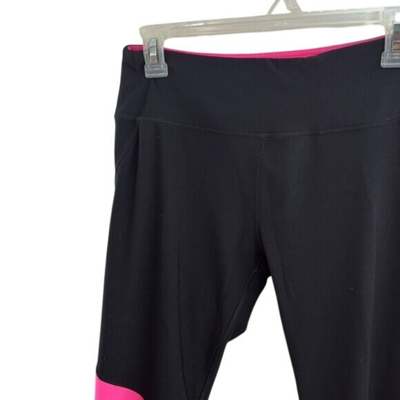 RBX Capri Leggings Womens Size M Black Pink Athletic Workout Pants Mesh Panel - Picture 2 of 5